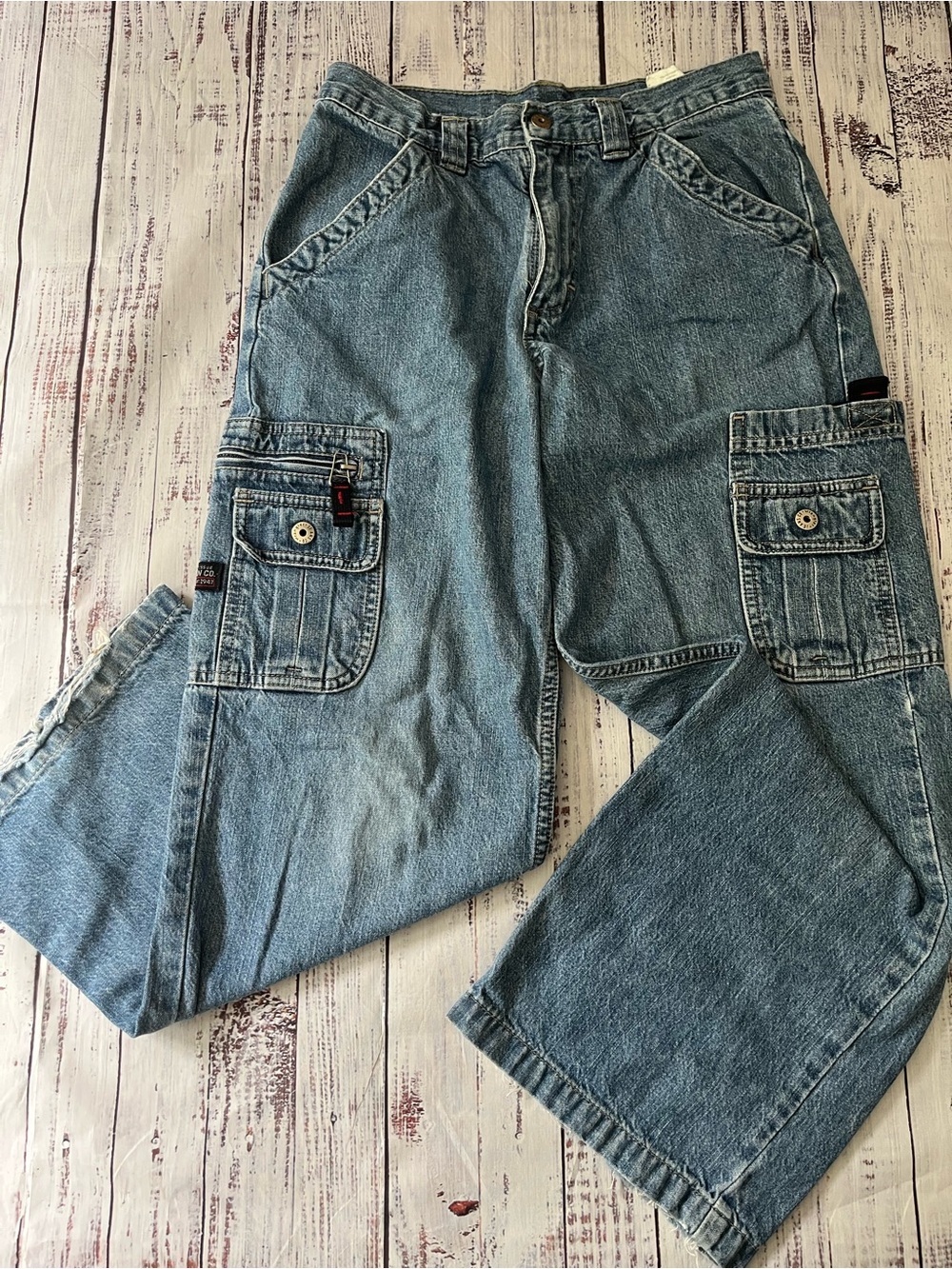 Lot of 3 Pairs of Boys Vintage Wide Leg Boot Cut Wrangler Cargo Jeans 12 Reg